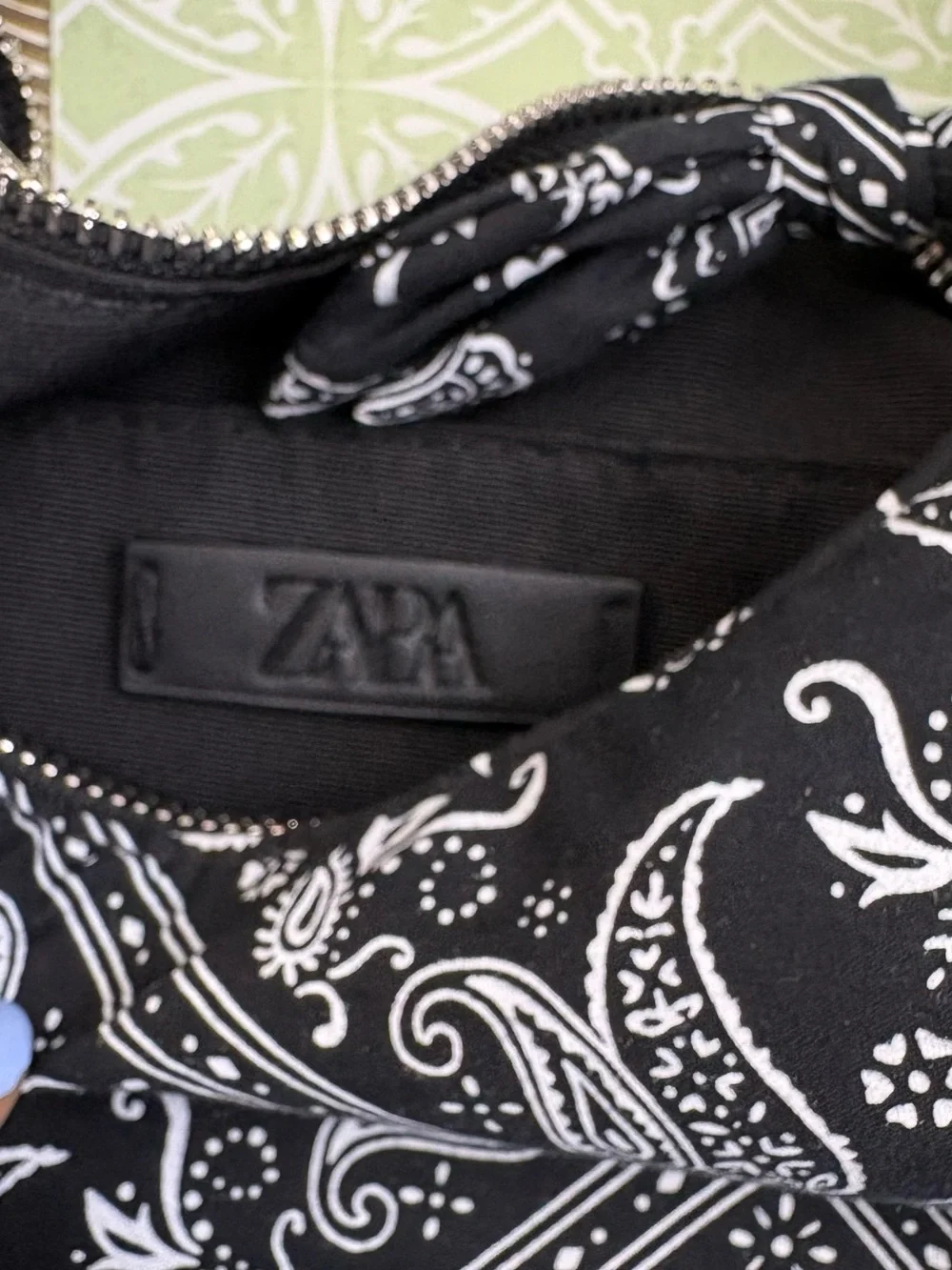 Zara Black Paisley Hobo Shoulder Bag - Stylish Everyday Carry